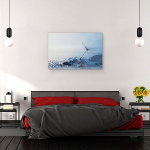 Tablou canvas - Dimineata Albastra, Seminte, Apa, Pana, Picaturi, 40 x 60 cm - Img 3