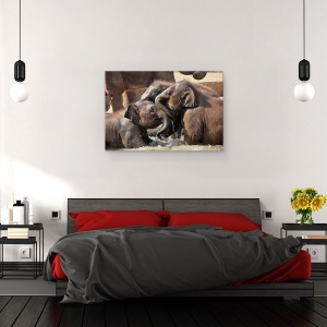 Tablou canvas - Distractie Pe Apa, Elefanti, Joaca, Prietenie, Fericit, 80 x 120 cm - Img 3