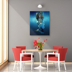Tablou canvas - Doar Doua, Om, Femeie, Fata, Sarut, Rochie, 60 x 75 cm - Img 4
