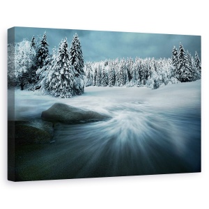 Tablou canvas - Doar Un Vis, Peisaj, Iarna, Zapada, Flux, Rau, 60 x 90 cm