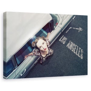 Tablou canvas - Drumul De La Hollywood, Fata, Femeie, Camuflaj, Vintage, Los Angeles, 60 x 90 cm
