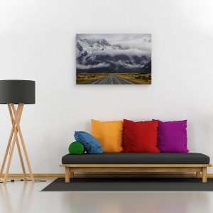Tablou canvas - Drumul Spre Muntele Cook, Munti, Nori, Calatorie, Perspectiva, 80 x 120 cm - Img 2
