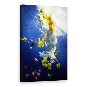 Tablou canvas - Fantezie De Flori, Fata, Inot, Sub Apa, Par, Fata, 60 x 90 cm