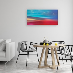Tablou Canvas - Fata, Cer, Abstract, Peisaj, Colorat, Rosu, 50 x 100 cm - Img 4
