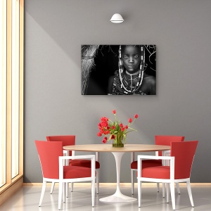 Tablou canvas - Fata din Mursi, Oameni, Femeie, Indigen, Africa, 40 x 60 cm - Img 4