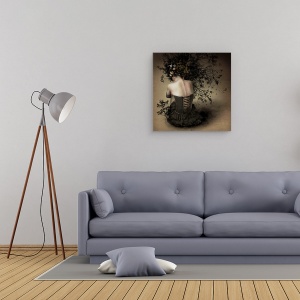 Tablou canvas - Fata Parfumata In Noapte, Rochie, Noapte, Floare, 90 x 90 cm - Img 2