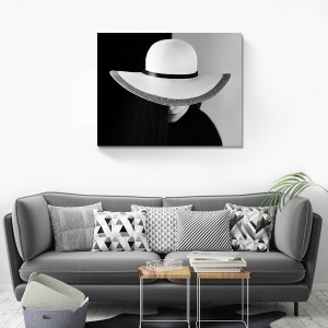 Tablou decorativ modern living cu portret alb-negru pe canvas