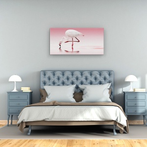Tablou Canvas - Flamingo, Pasare, Roz, Apa, Oglinda, Romantism, 50 x 100 cm - Img 3