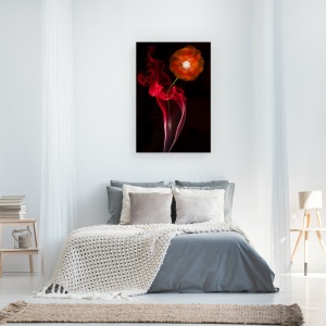 Tablou canvas - Floare Rosie, Alb-Negru, Floare, Vaza, Fum, 60 x 90 cm - Img 3
