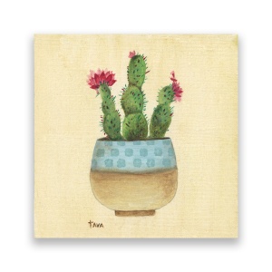 Tablou Canvas - Floral, Flori, Cactus, Vaza, Pictura, 60 x 60 cm