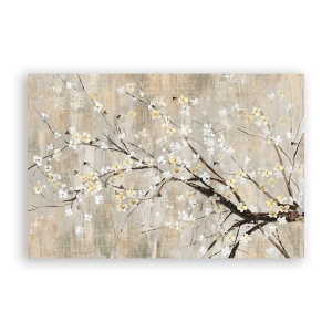 Tablou Canvas - Floral, Flori de ciresi, Alb, Pictura, 80 x 120 cm