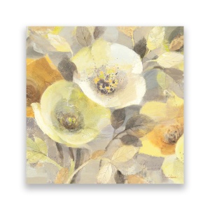 Tablou Canvas - Floral, Frunze, Alb-Galben, 60 x 60 cm