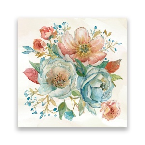 Tablou Canvas - Floral, Papadie, Albastru-Rosu, 60 x 60 cm