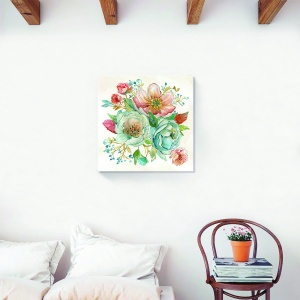 Tablou decorativ canvas floral cu păpădii albastre și roșii 60x60 cm