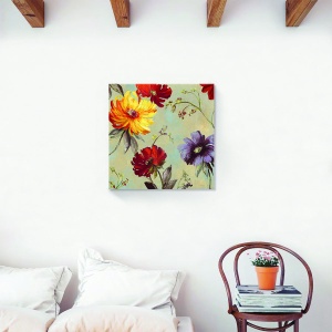 Tablou decorativ floral vintage Gerbera pe canvas 60x60 cm