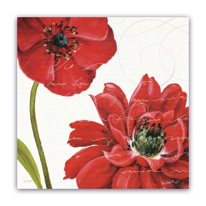 Tablou Canvas -Floral, Vintage, Mac Rosu, 60 x 60 cm
