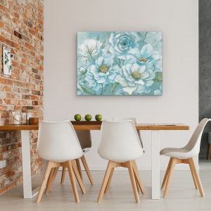Tablou canvas - Flori Albe, Albastru, Pictura, 50 x 70 cm - Img 4