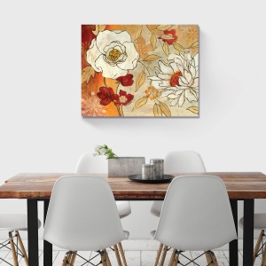 Tablou Canvas - Flori albe, Toamna, Portocaliu, 80 x 100 cm - Img 2