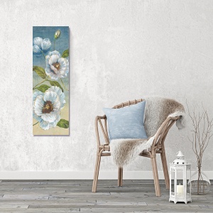 Tablou decorativ canvas cu flori de maci albe, 30x90 cm