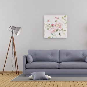 Tablou canvas - Flori I, Trandafiri Langa Coliba, Roz, Pictura, 90 x 90 cm - Img 2