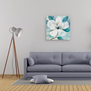 Tablou canvas - Flori, Magnolia, Albastru si Alb, Pictura, 90 x 90 cm - Img 2