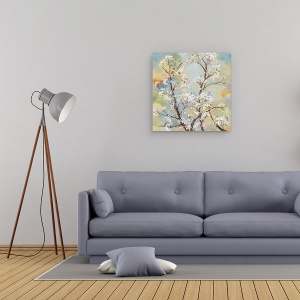 Tablou canvas - Flori, Natura, Copac cu flori, Flori albe, Pictura, 60 x 60 cm - Img 2