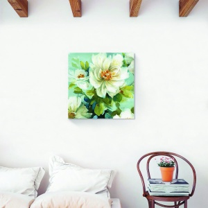 Tablou decorativ canvas cu nuferi albi 60x60 cm