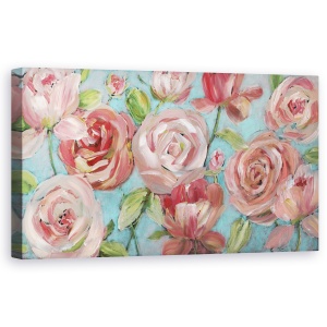 Tablou canvas - Flori, Rosu, Roz, Pictura, 50 x 100 cm