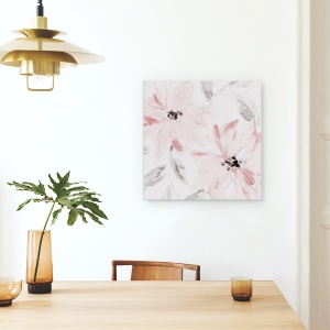 Tablou canvas - Flori, Roz, Fericire, Pictura, 90 x 90 cm - Img 4