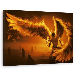 Tablou canvas - Foc, Ingeras, Flacari, Aripi, Pana, 60 x 90 cm