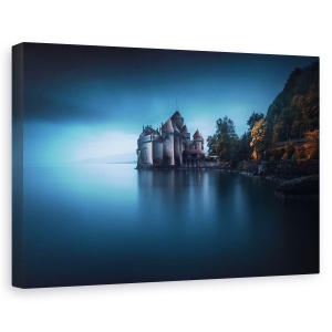 Tablou canvas - Fortificatia In Lumina, Lac, Elvetia, Castel, Calatorie, Geneva, 80 x 120 cm