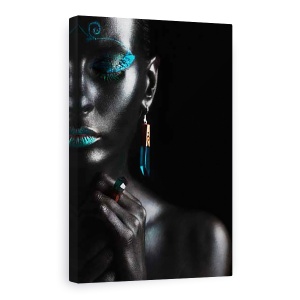 Tablou Canvas - Ghid, Portret, Persoana, Bodyart, Negru, Bijuterii, 80 x 120 cm