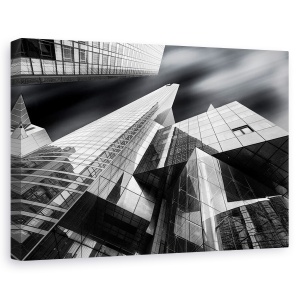 Tablou canvas - Glass City, Paris, Franta, La Defense, Alb-Negru, 60 x 90 cm