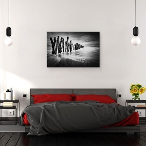 Tablou canvas - Graffiti Din Lemn, Plaja, Peisaj Marin, Surf, Apa, 40 x 60 cm - Img 3