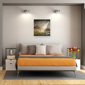 Tablou canvas - In Spatele Realitatii, Ireal, Timp, Usa, Nori, Cer, 90 x 90 cm - Img 3