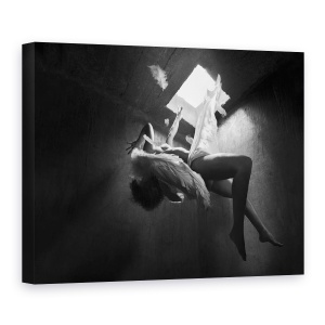 Tablou canvas - Inceput, Plutire, Ingeras, Alb-Negru, 50 x 70 cm