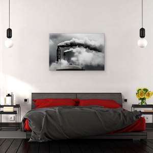 Tablou canvas - Inspectia Zilnica, Poluare, Alb-Negru, Industrie, Cer, 40 x 60 cm - Img 3