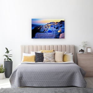 Tablou canvas - Insula Santorini, Grecia, Albastru, Sat, 50 x 80 cm - Img 3