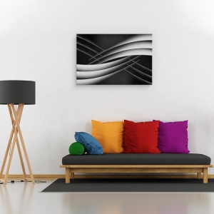 Tablou canvas - Intretesut, Hartie, Film, Abstract, Alb-Negru, Forme, Geometrie, 60 x 90 cm - Img 2