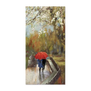 Tablou Canvas - Iubire, Pereche, Romantic, Umbrela, Primavara, Flori, 50 x 100 cm