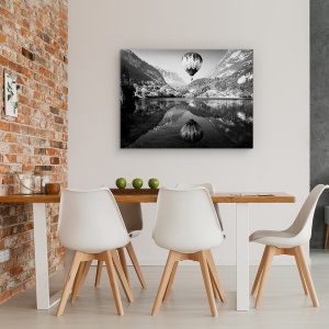 Tablou canvas - La Mongolfiera, Lac, Munti, Balon, Peisaj, Reflectie, 60 x 80 cm - Img 4