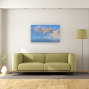 Tablou canvas - Lacul Lebedelor Albastre, Iarna, Ceata, 50 x 80 cm - Img 2