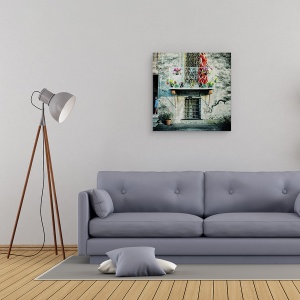 Tablou canvas - Lanturi De Aur, Rosu, Femeie, Rochie, 60 x 60 cm - Img 2