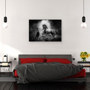 Tablou canvas - Legatura Dintre Noi, Cal, Poveste, Armasar, Intuneric, 60 x 90 cm - Img 3
