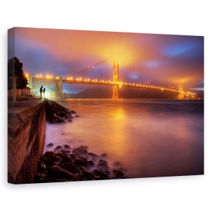 Tablou canvas - Locul Unde Incepe Romantismul, Pod, Noapte, Cuplu, Dragoste, 40 x 60 cm
