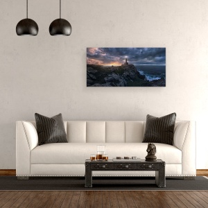 Tablou canvas - Lumina De La Capatul Lumii, Apus De Soare, Peisaj, Mare, Far, Lumina, 50 x 100 cm - Img 2