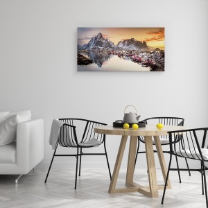Tablou canvas - Lumina Diminetii In Reine, Peisaj, Lofoten, Coasta, 50 x 100 cm - Img 4