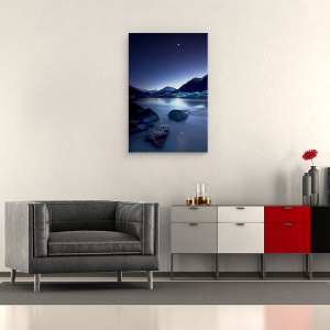 Tablou canvas - Lumina Lunii, Rau, Munti, Noua Zeelanda, 40 x 60 cm - Img 2
