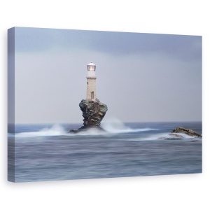 Tablou canvas - Lumina Sfarsitului Lumii, Far, Rasarit De Soare, Grecia, Turn, 40 x 60 cm