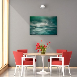 Tablou canvas - Lumini Nordice De Iarna, Abstract, Apa, Fum, Turcoaz, 60 x 90 cm - Img 4